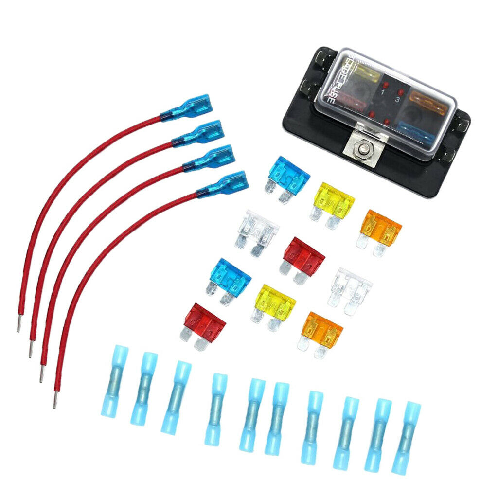 Car Boat Trailer Vehicle 4 Way Circuit ATC/ATO  Fuse Box Block Holder