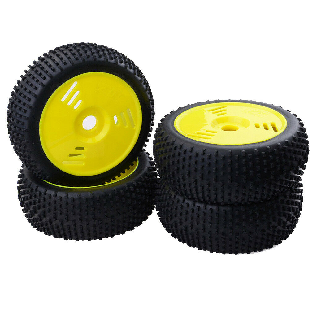 4Pcs 110mm Rubber Tire Tyres with Wheel Rims for Team Losi 1/8 RC Car Buggy -