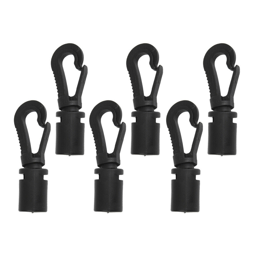 6 Pieces Black Elastic Bungee Shock Cord Hook Karabiner for Boat Kayak Canoe