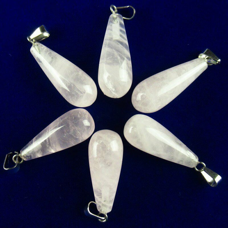 10pcs 35g Natural Rose Quartz Teardrop 29x10mm Pendant Bead A-96SK