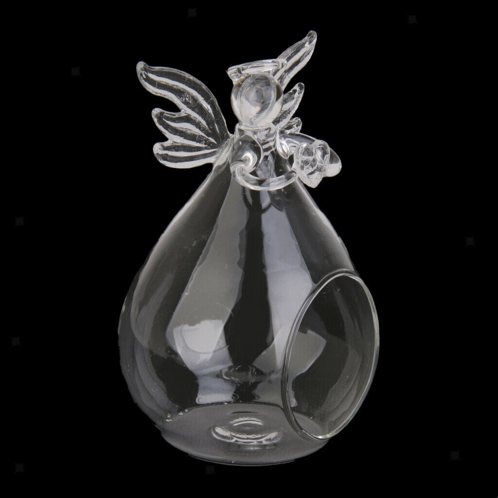 Angel Wing Glass Tea Light Candle Holder Cactus Planter Vase Terrarium Decor