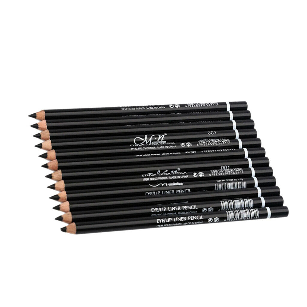 12pcs-Pack Eyeliner Eyebrow Pencil Eyeliner Pen Black Waterproof