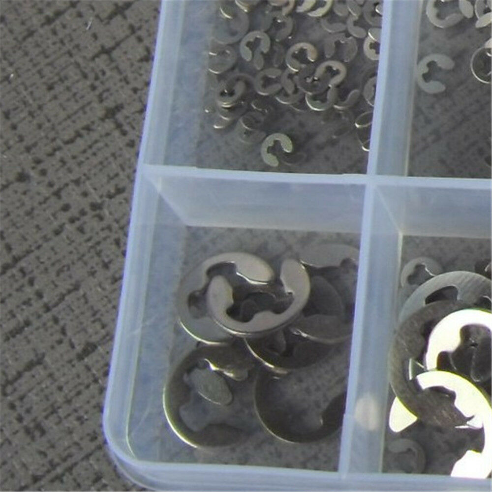 200Pcs Stainless Steel E-Clip Assortment Kit 1.5 2 3 4 5 6 7 8 9 10 mm Circlip