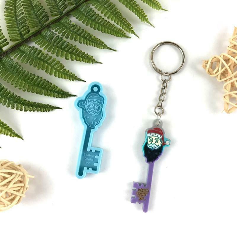 Santa Claus Key Shape Keychain Mould Crystal Epoxy Creative Silicone Mould
