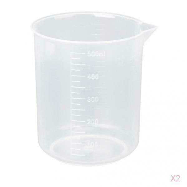 2x Kitchen Laboratory Lab Plastic 500ml Beaker Graduated Volumetric Measuring