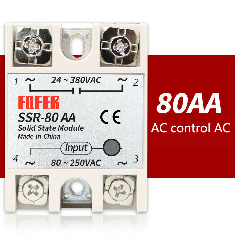 80A SSR-80AA AC Control AC Single-phase Solid State Relay AC80-250V to AC24-380V