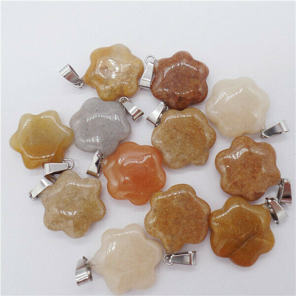 15Pcs 20x7mm Natural Yellow Aventurine Hexagonal Flower Pendant Bead DIY HH9597