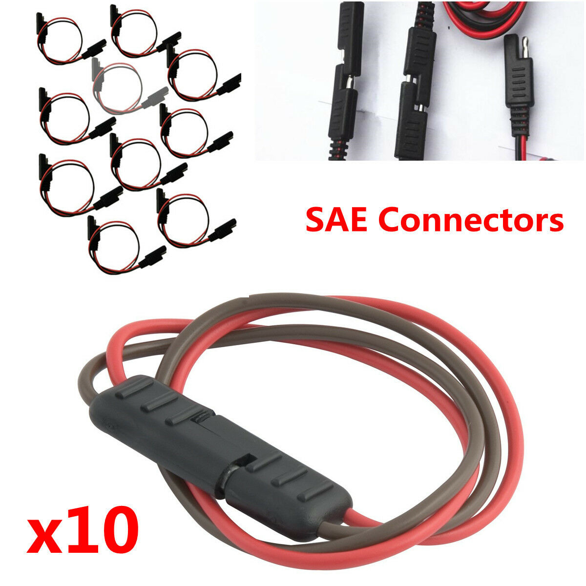 10Pcs 18 Gauge 2 Pin Quick Disconnect Wire Harness SAE connectors Car Motorcycle