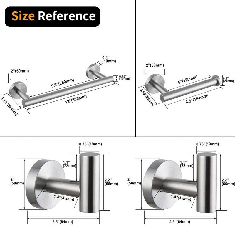 4 Pcs Bathroom Accessory Kit Bathroom Hardware Kit Brushed Wall Hanging-InclN7A1