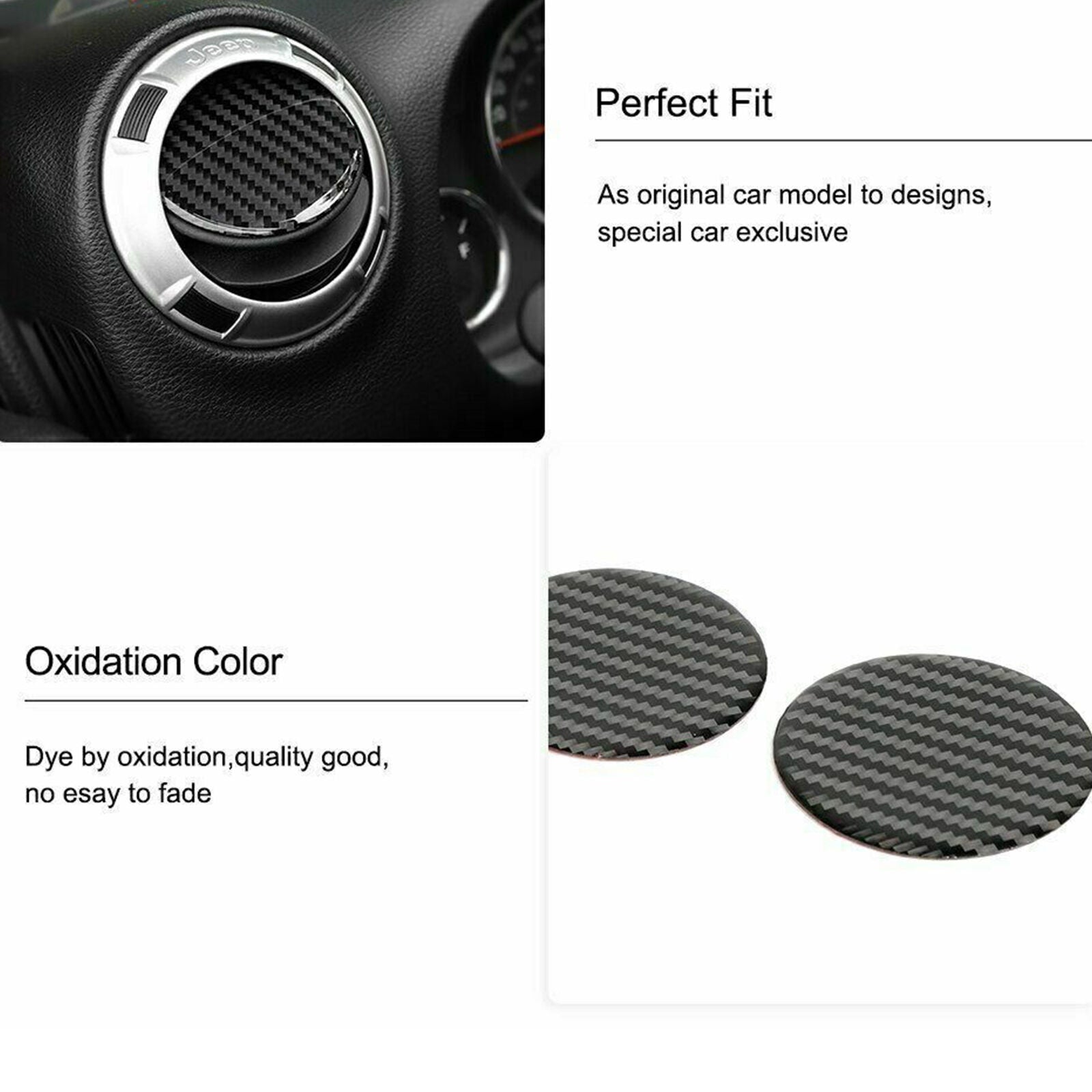 4x Carbon Fiber Inner Air Vent Outlet Trim Cover Fit for Jeep Wrangler 2007-2020