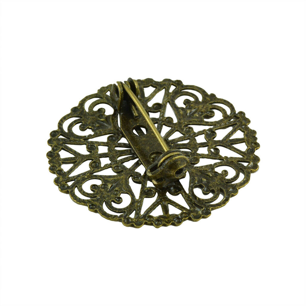 10 Pieces Filigree Blank Flower Brooch Lapel Pin Settings