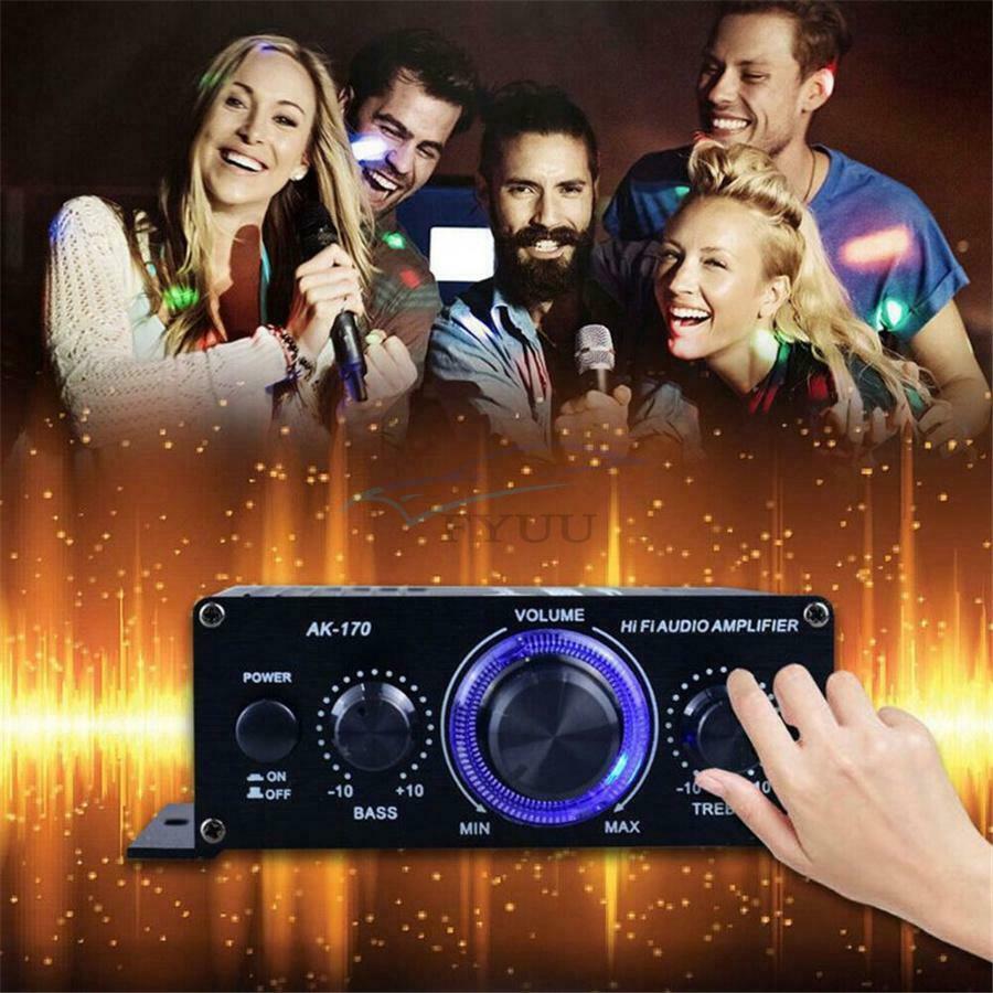 125X75X40MM 20Hz-20KHz Dual Channel Mini HIFI AUX Power Amplifier With Blue LED