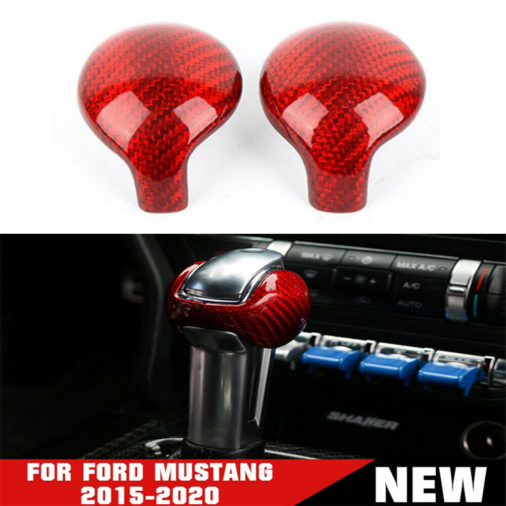 2x Carbon Fiber Shift Knob Cover Interior Trim For Ford Mustang 2015-2018 2019