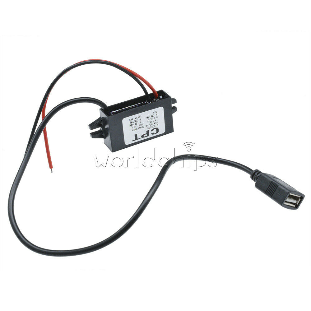 DC 12V to 5V 3A 15W Type A USB Output Power Adapter DC Converter Module