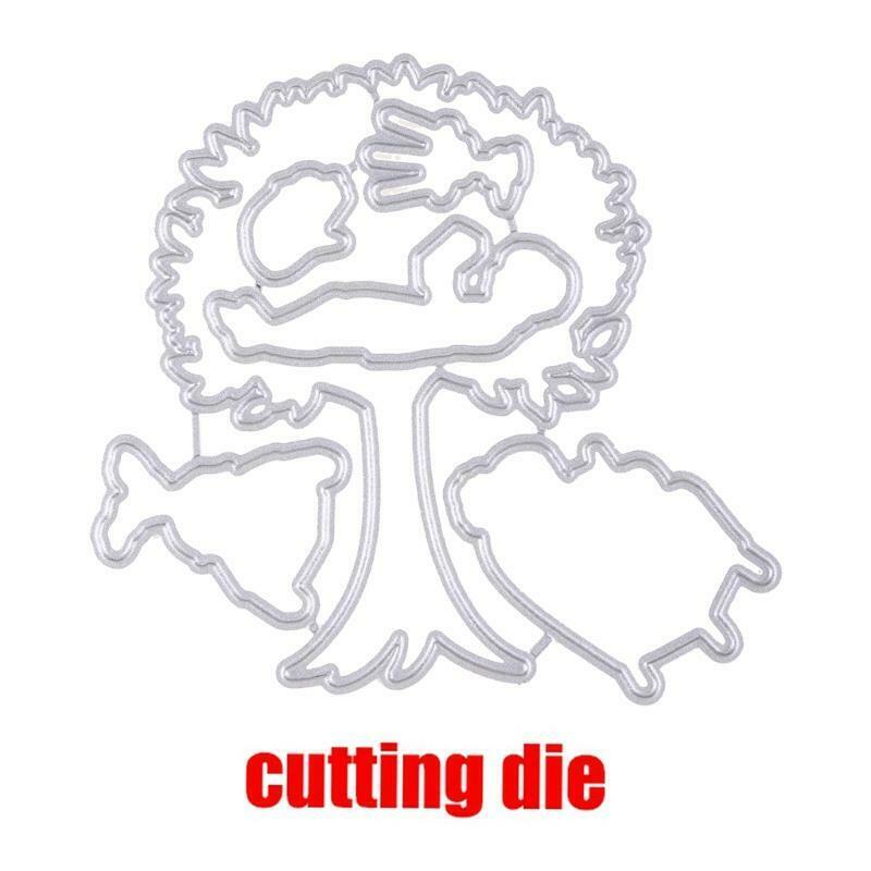 Reading Under The Tree Silicone Stamps Metal Cutting Dies Stencil Template Set