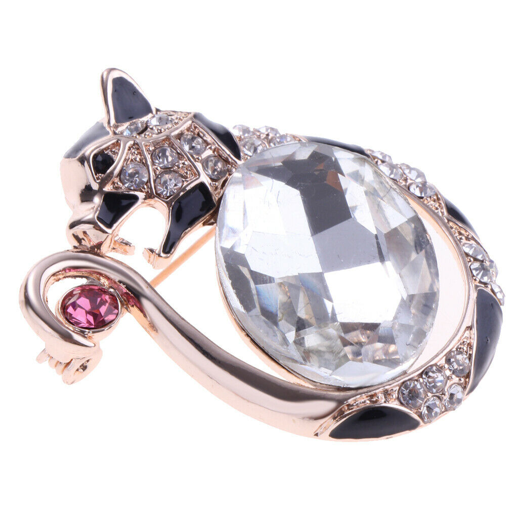 Fancy Jewelry Cute Kitten Cat Eye Animal Brooch Corsage Collar Pin Accessory