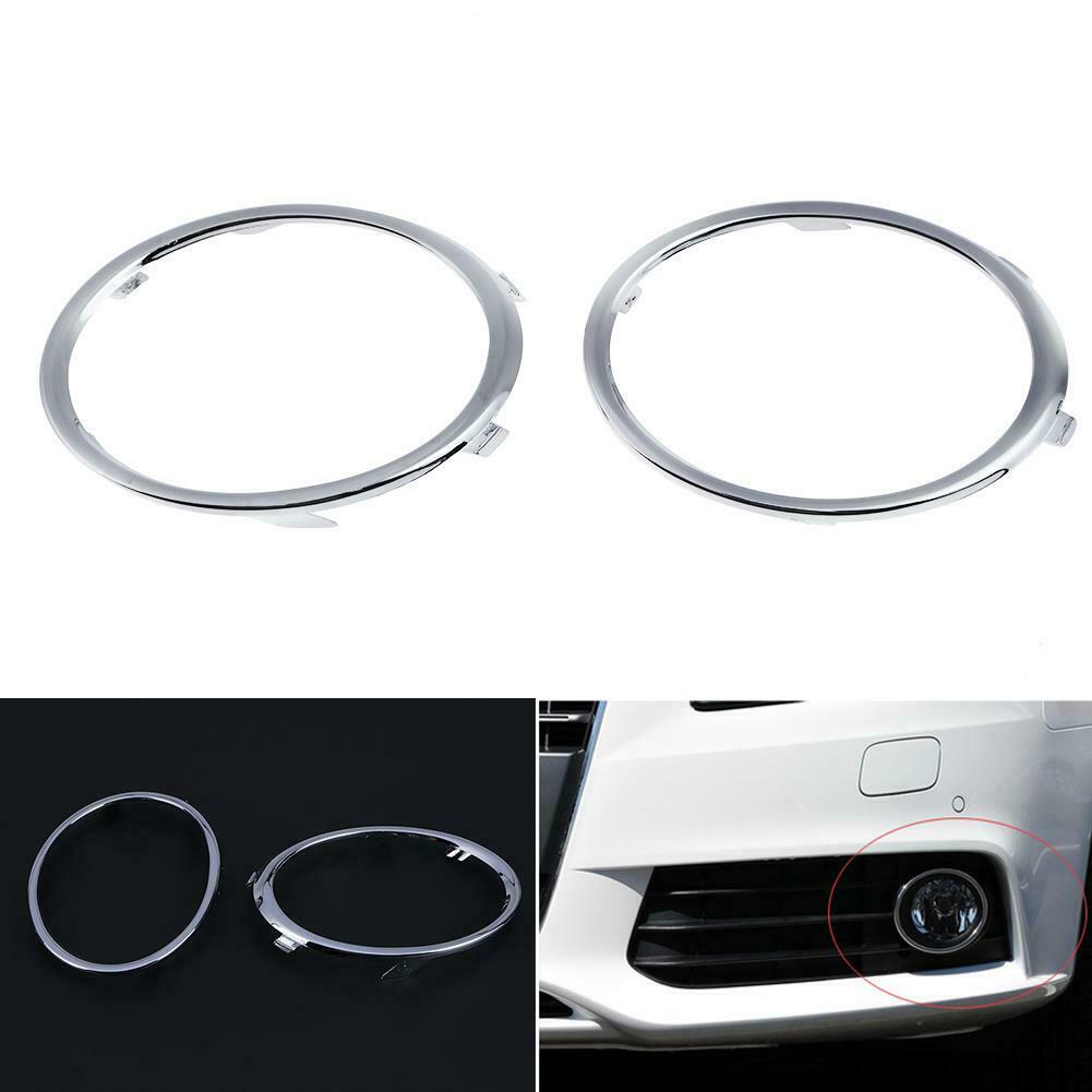 1 Pair Electroplating Front Fog Light Rings Trim Cover for Audi A4 B8 09-12 @