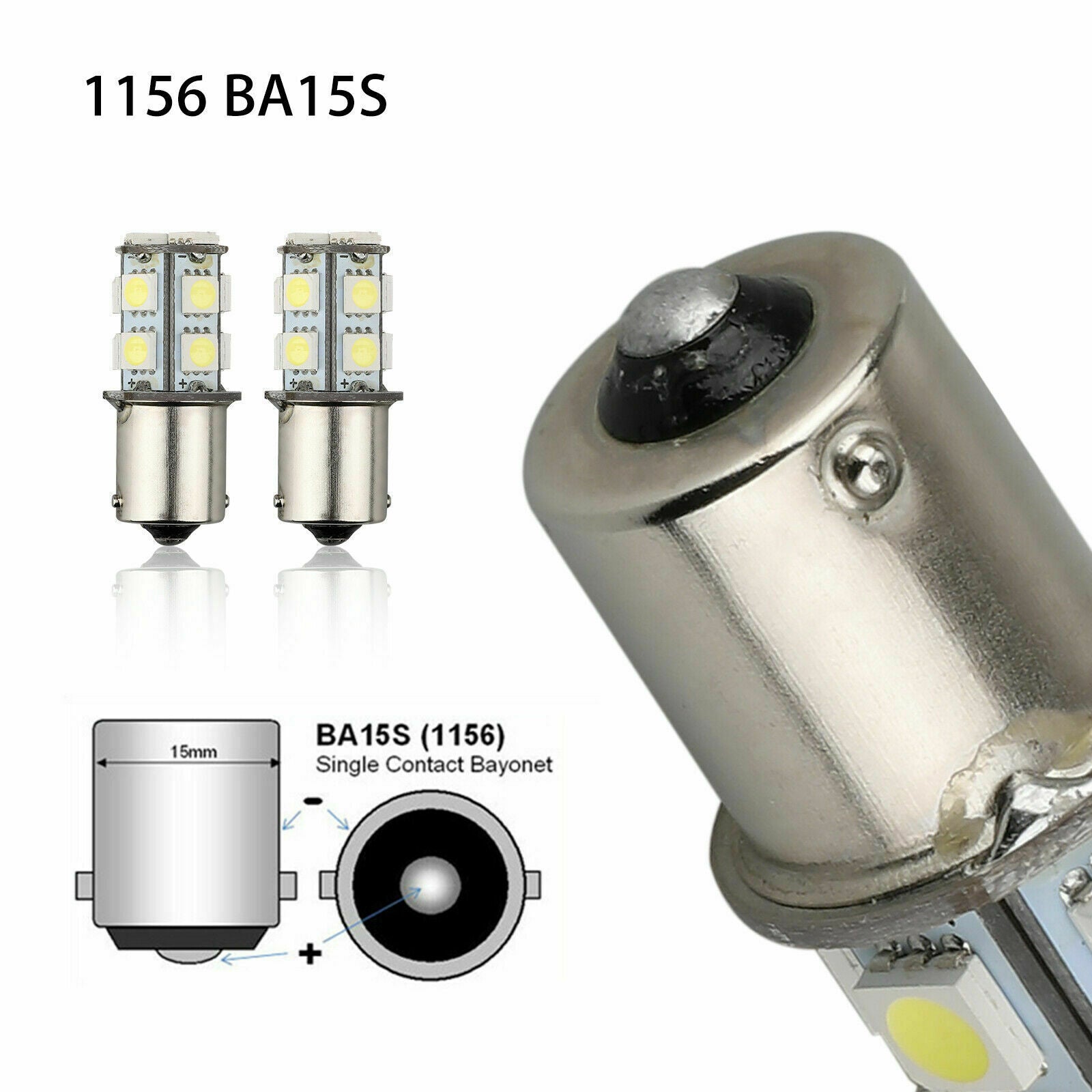 20X Super White 1156 1141 13-SMD RV Camper Trailer LED Interior Light Bulbs 12V