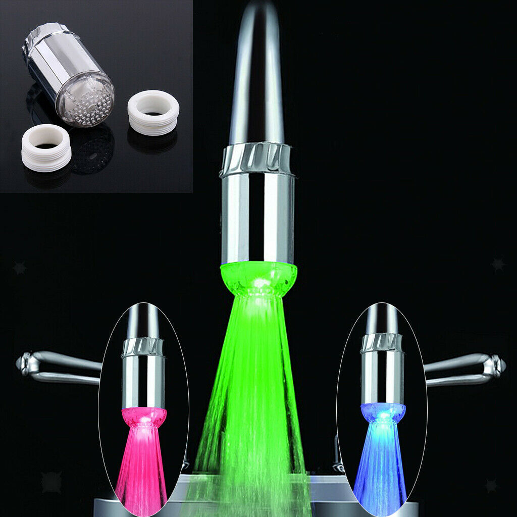 3 Colors LED Water Faucet Temperature Sensor Glow Shower Water Tap
