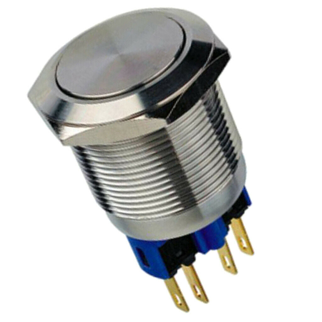 22mm 250V Falt Head Self Locking Metal Push Button Switch IP67 1NO1NC