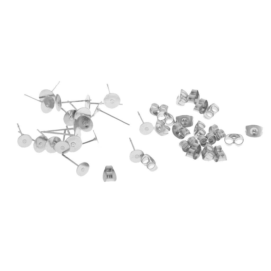 30pcs Stainless Steel Flat Base Pad Earring Pins Lady Birthday Dating Gift