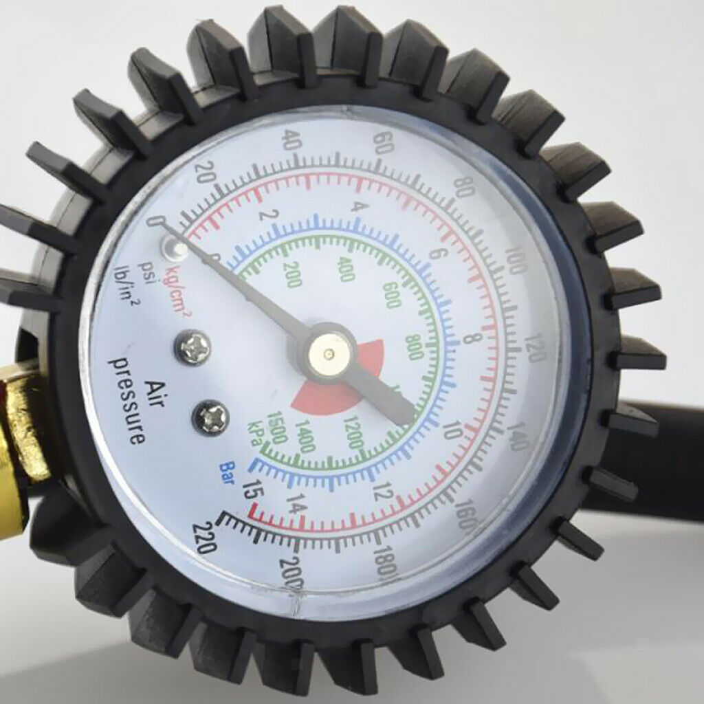1/4'' NPT Air Line Tire Inflator and 50mm Dial Gauge Auto Truck Bike Compressor