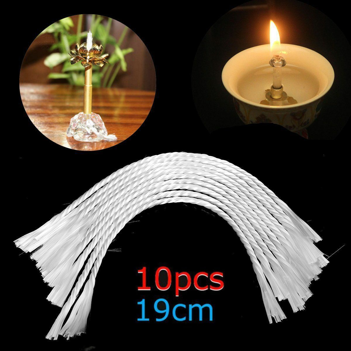 7.5" Replacement White Fiberglass Wick Holders Oil Candle Wicks 3mm Width