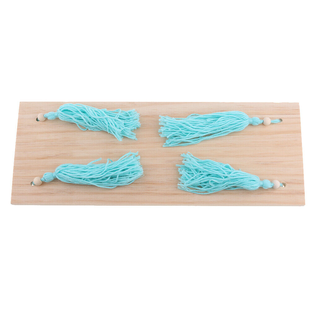 Wall Hanging Wood Swing Floating Shelf Kids Room Blue White Bead Blue Tassel