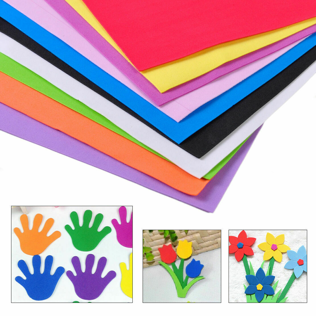 10pcs DIY Foam Sheets A4 Handmade Paper Fun Funky Children Kids Hand Craft