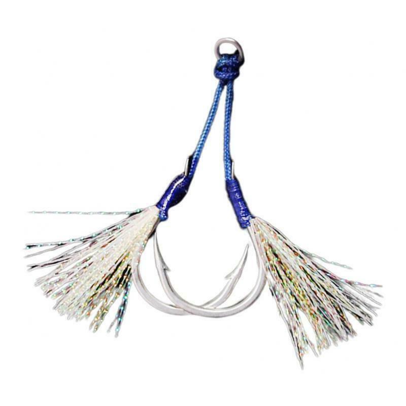 2X Jig Hooks Fishing Hooks Barbed Hooks Assist Hooks in Solid Ring 6