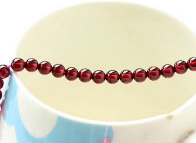 Natural 3MM wine red garnet Round BEADS 15 "AA+