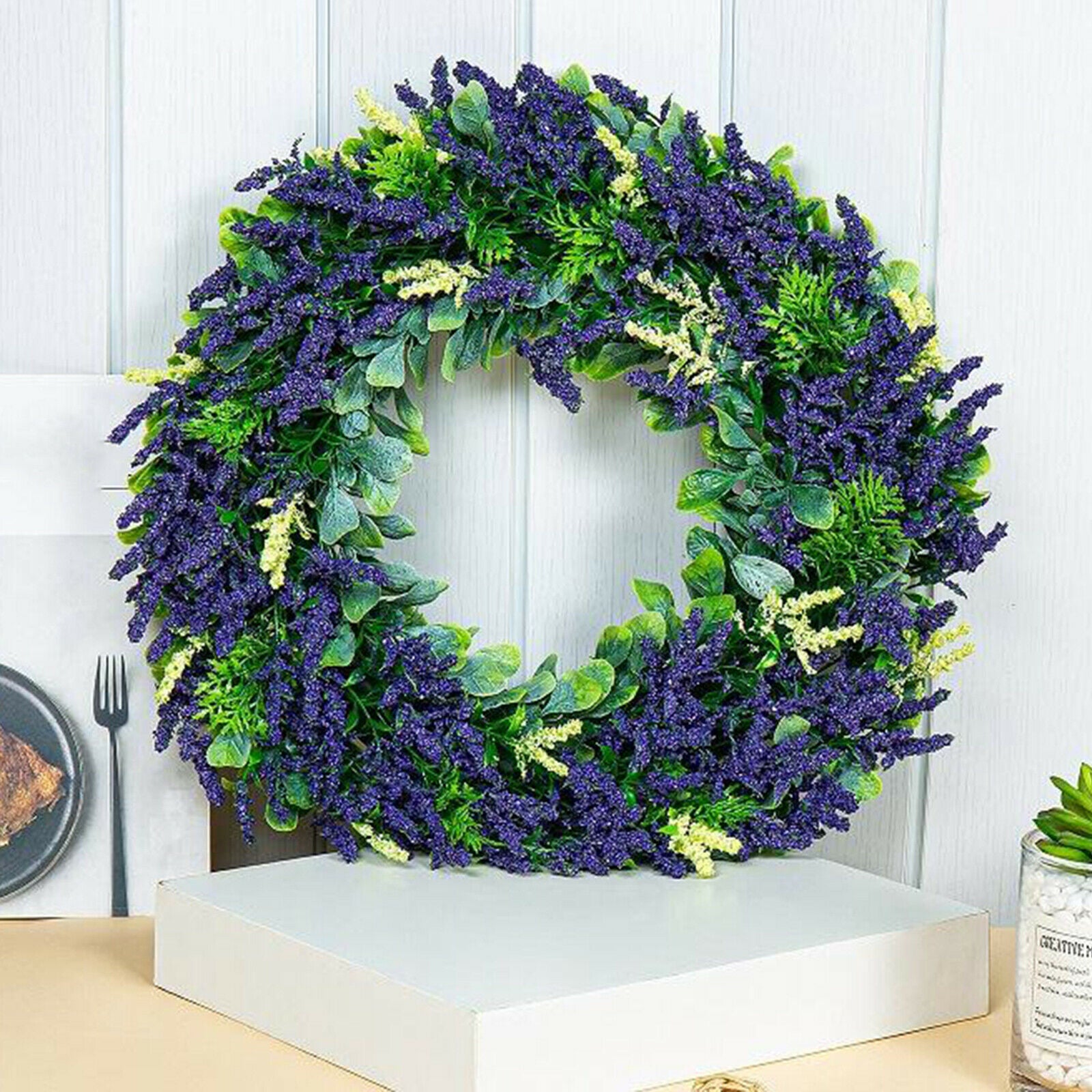 16'' Artificial Lavender Wreath Front Door Wall Window Garland Wedding Decor