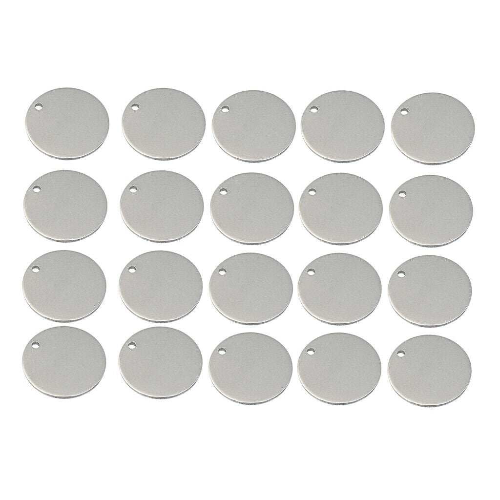 20 Pieces Metal Flat Round Circle Blank Coin Stamping Charms Tag Key Pendants