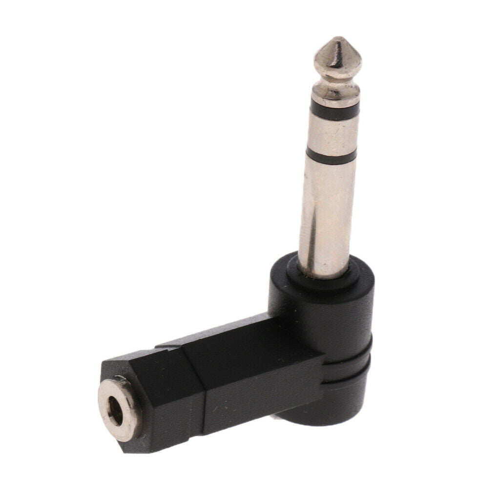 6.35mm 1/4" Plug to 3.5mm 1/8" Jack Right Angle 90° MIC Headset Audio Video