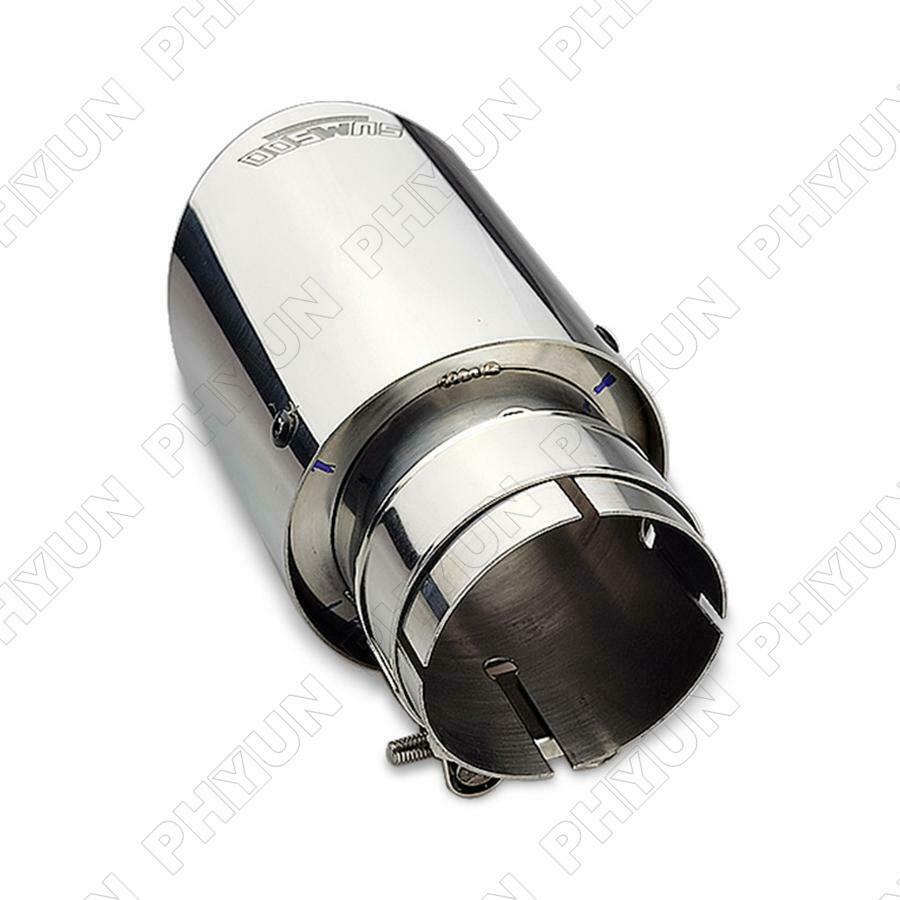 2.5'' In 3.5'' Out Car Exhaust End Tip Chrome + Red Three Layers Stainless Steel