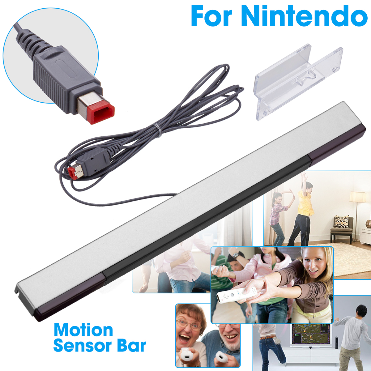 Wired Remote Motion Sensor Bar IR Infrared Ray Inductor for Nintendo Wii U/ Wii