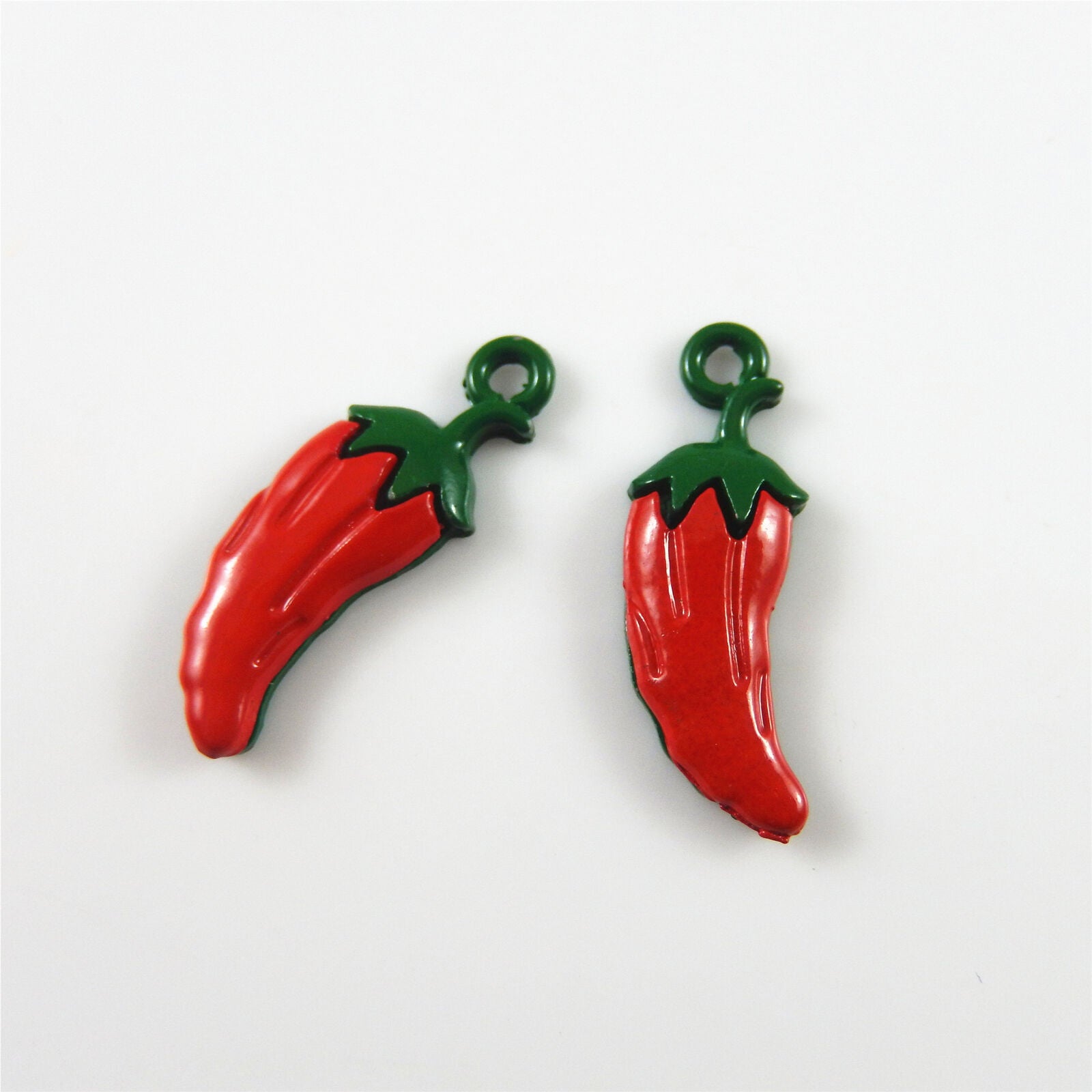 10 pcs Painted Red Alloy Chili Charm Pendant Findings 25x13 mm #52992