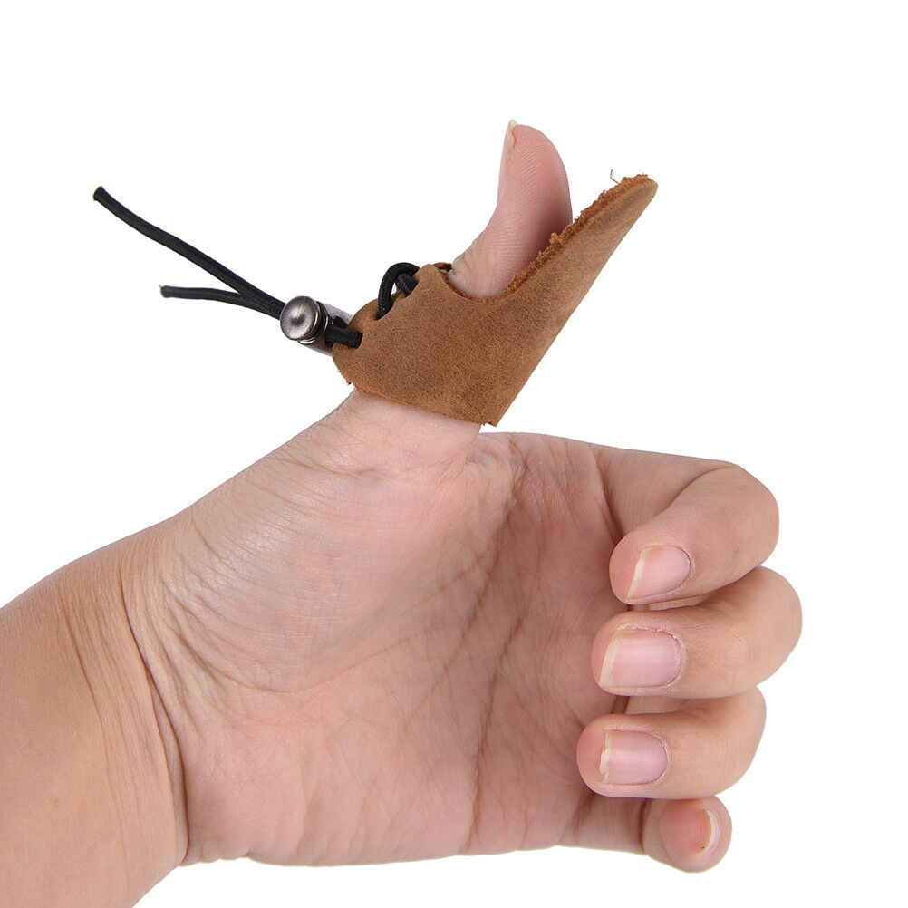 leather thumb finger guard ring adjustable protector archery hunting brow.l8