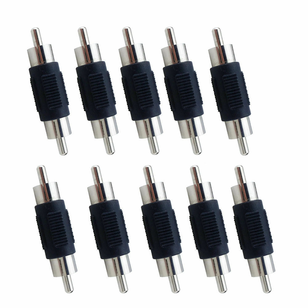 2Pcs Single RCA Phono AV Coupler MALE to MALE Audio Video Gender Changer Adaptor