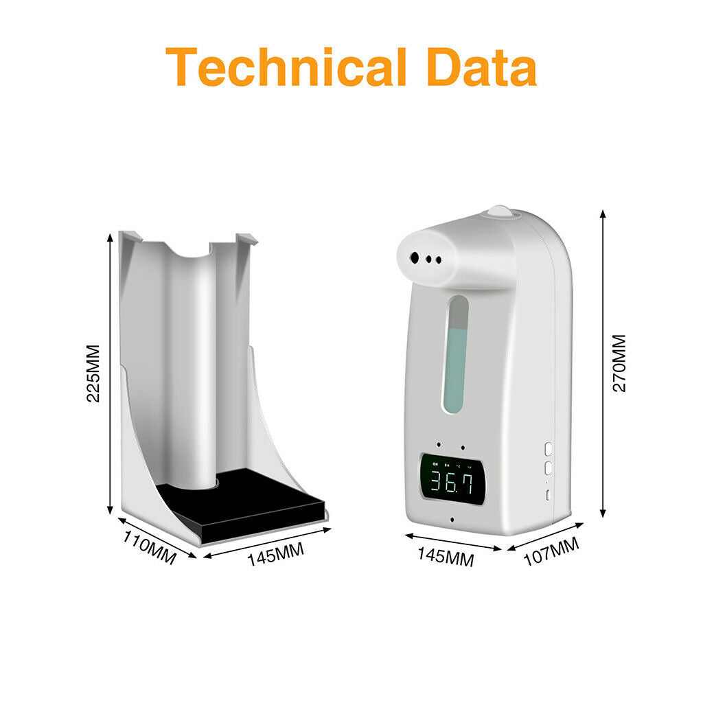 2 in 1 Touchless Infrared Thermometer with Hands Free Liquid Soap Dispenser