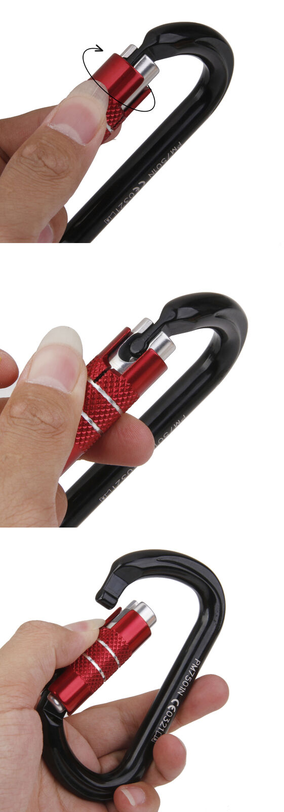 Self / Aut Locking Abseiling Rock Tree Climbing Aluminum Carabiner 24KN Gear