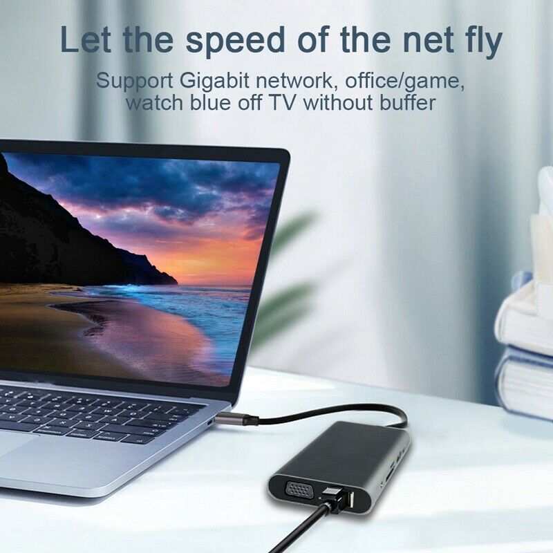 10 in 1 USB C HUB, Multi-Function Docking Station, USB C Hub PD Fast Charging,B9