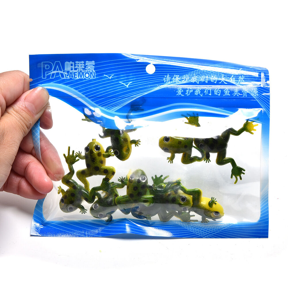 10x Artificial Lifelike Soft Baits Frog Lures Fishing Tackle Bait Silicon.l8