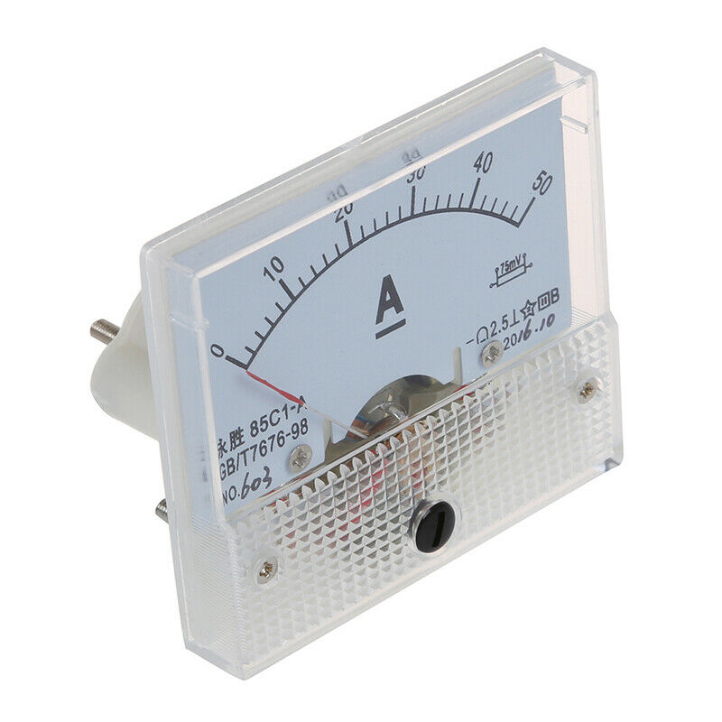 85C1 DC 0-50A Rectangle Analog Panel Ammeter Gauge K8I5I5
