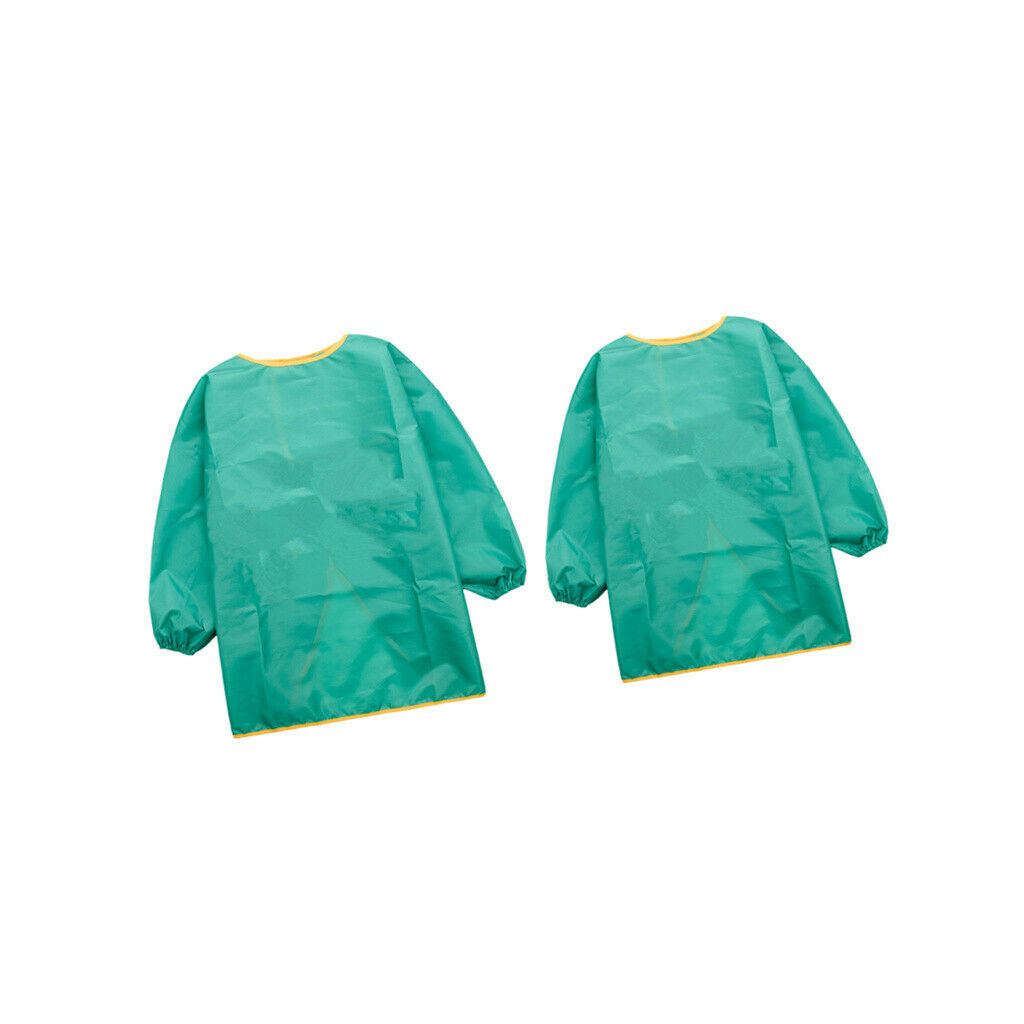 Painting Drawing Apron for Kids Waterproof Clothes with Sleeves House Green