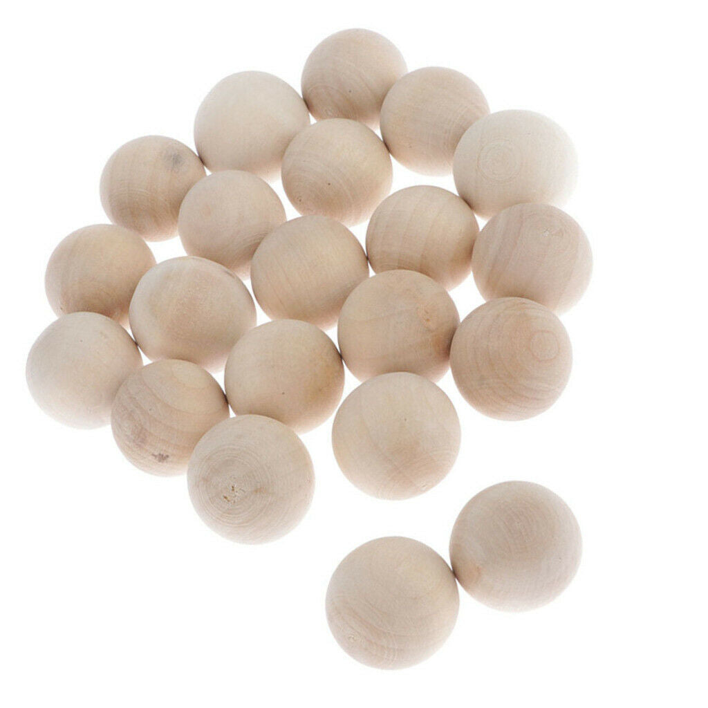 10x Unfinished Natural Wooden Spacer Beads Round Ball for DIY Craft Jewelry 30mm