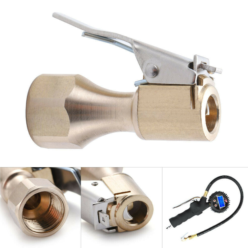 2 Pcs Air Chuck,Heavy Duty Open Flow Lock On Tire Chuck &Clip for Inflator Gauge