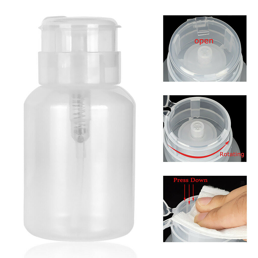 200ml  Durable Plastic Nail Polish Remover Liquid Empty Press Pump Dispenser