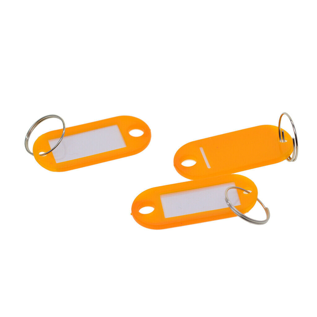 50x Plastic KEY TAG Alloy Ring For ID Tag Card FOB Label Car Identity Orange