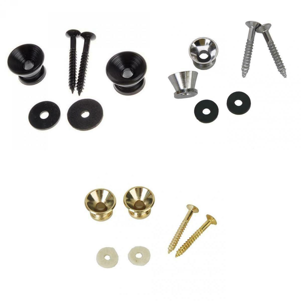 6 Electric/Acoustic Guitar Strap Button Screw Lock Kit Quality Steel Part